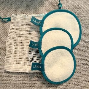 ✨ Authentic La Mer White & Teal Cotton Pads + Mesh Pouch | New ✨